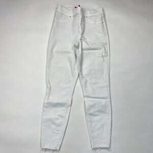 Spanx White Distressed‎ Skinny Jeans Women M EUC 20229R Tummy Control Stretch